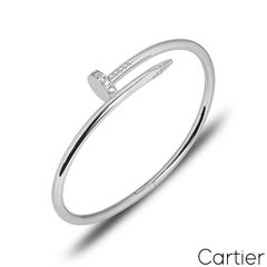 Cartier White Gold Diamond Juste Un Clou Bracelet Size 19 B6048719
