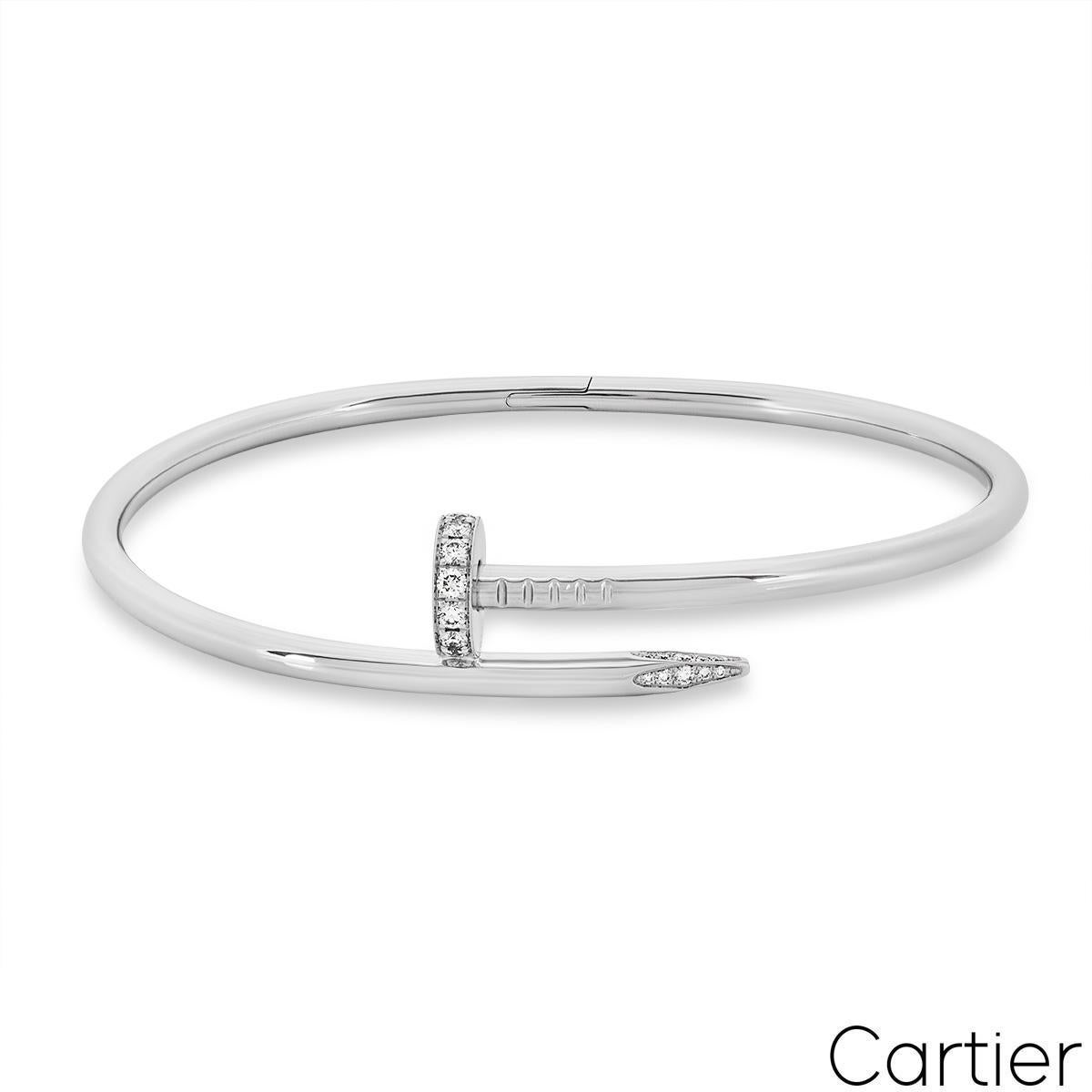 Taille ronde Cartier Bracelet Juste Un Clou en or blanc et diamants taille 20 B6048720 en vente