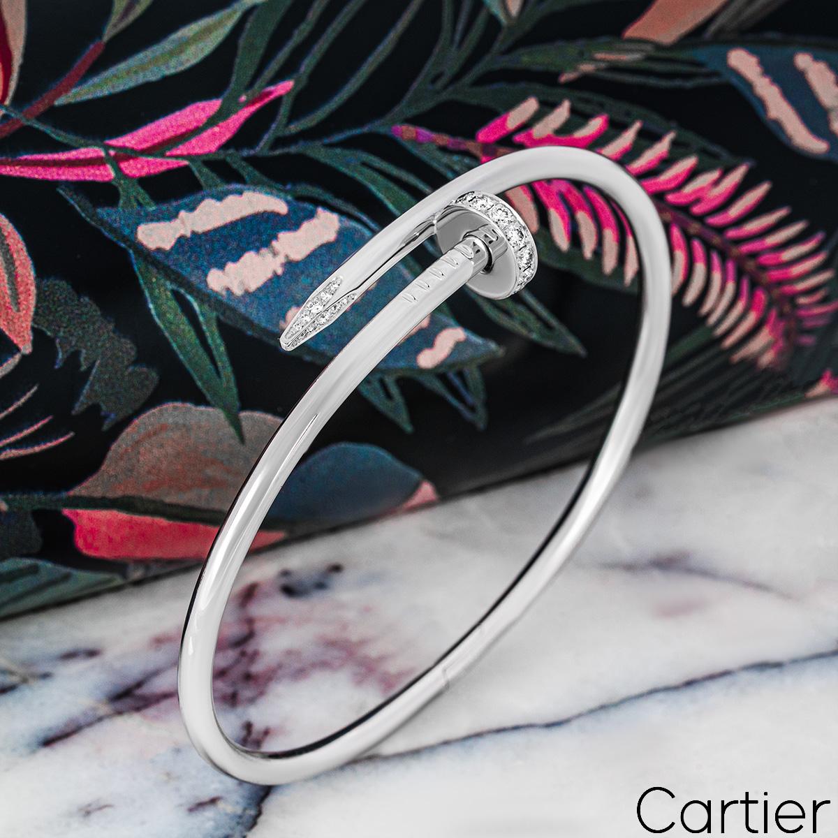 Taille ronde Cartier Bracelet Juste Un Clou en or blanc et diamants taille 20 B6048720 en vente