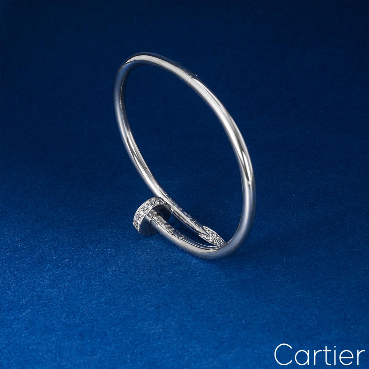Cartier White Gold Diamond Juste Un Clou Bracelet Size 20 B6048720 In Excellent Condition In London, GB
