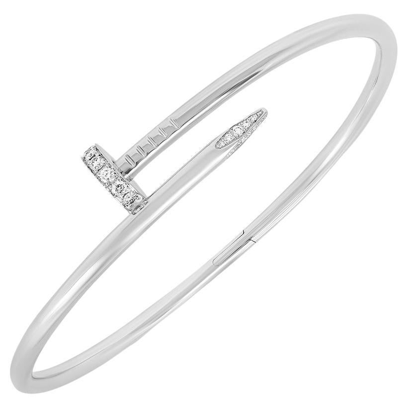 Cartier White Gold Diamond Juste Un Clou Bracelet Size 20 B6048720 For Sale