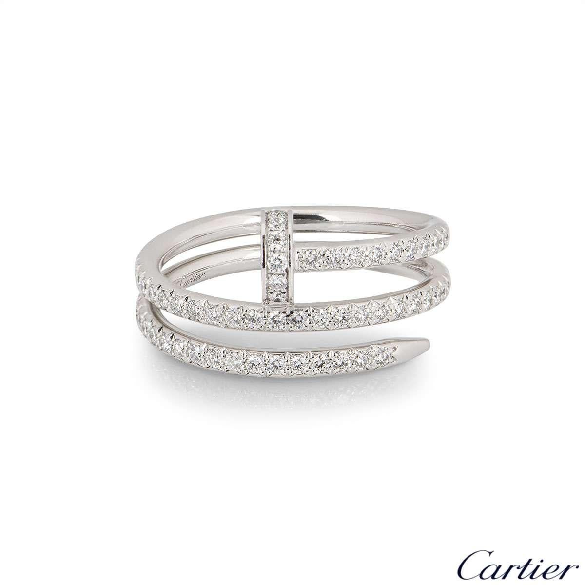 Round Cut Cartier White Gold Diamond Juste Un Clou Ring