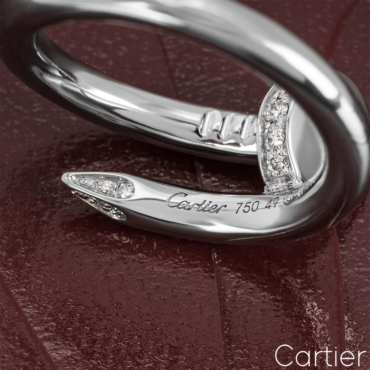 Women's or Men's Cartier White Gold Diamond Juste Un Clou Ring B4092700 For Sale