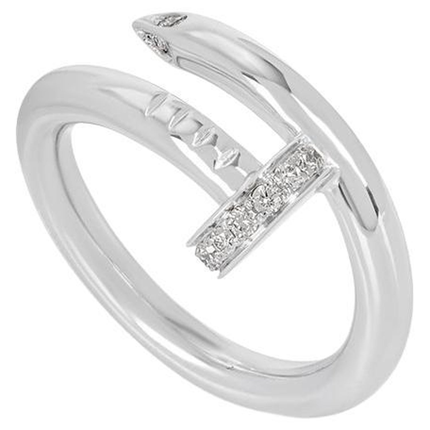 Cartier White Gold Diamond Juste un Clou Ring Size 56 B4092700 For Sale at  1stDibs | cartier nail ring silver, cartier nail ring diamonds, cartier  diamond nail ring