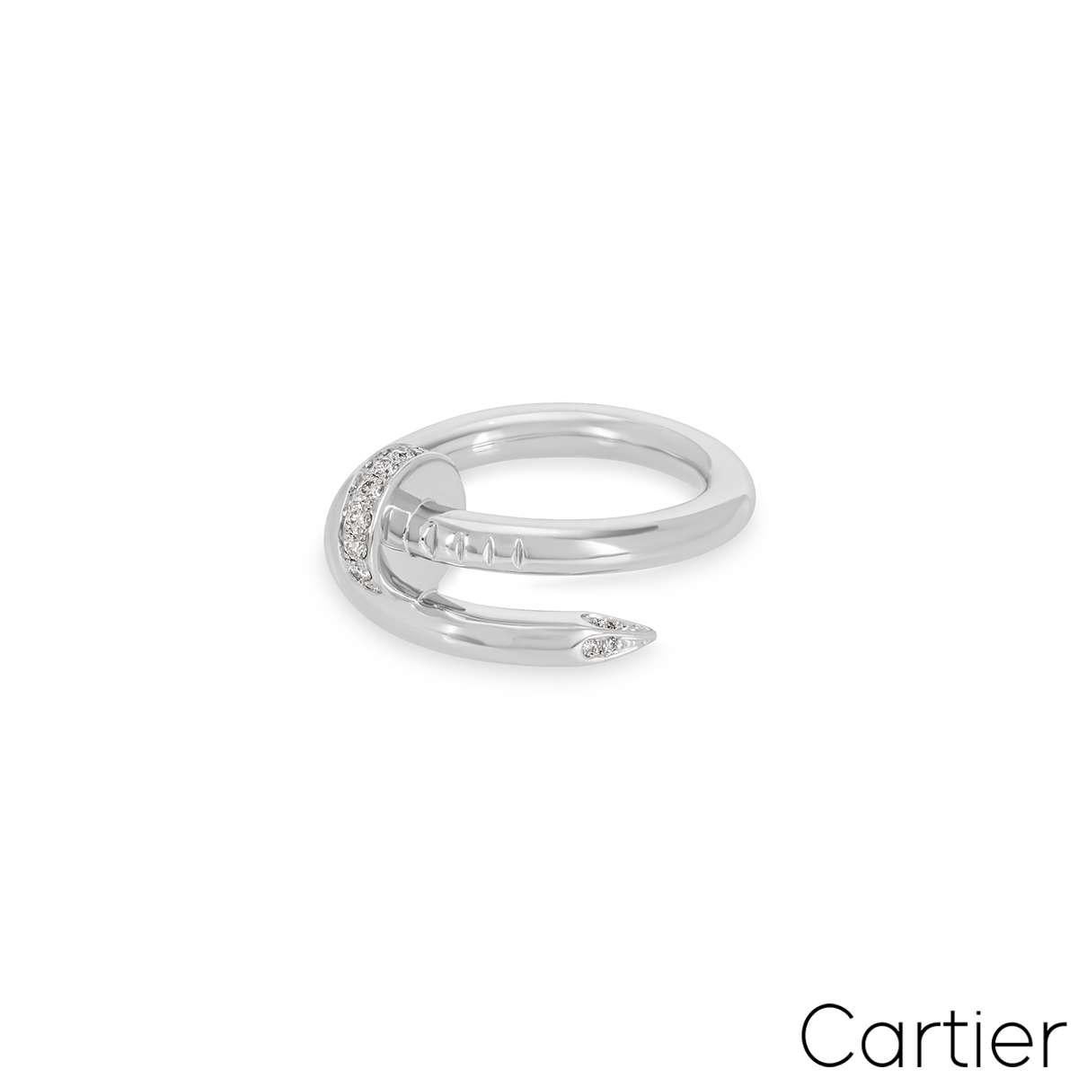 Cartier White Gold Diamond Juste un Clou Ring Size 51 B4092700 In Excellent Condition For Sale In London, GB
