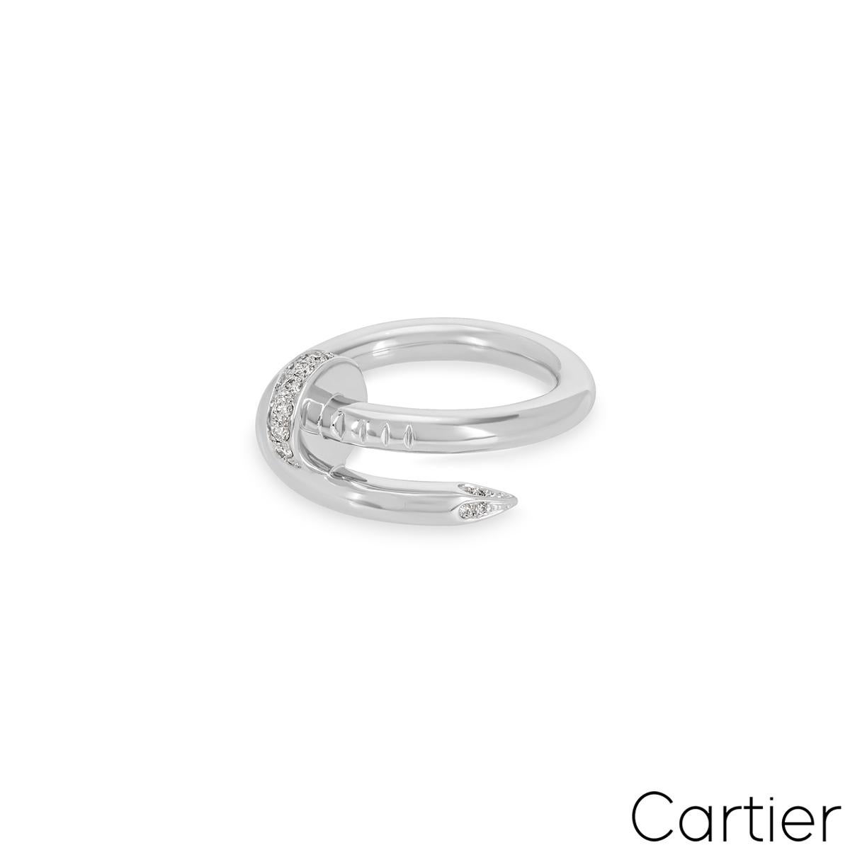Anello Cartier in oro bianco con diamante Juste un Clou misura 52 B4092700 In condizioni ottime in vendita a Mayfair, London, London