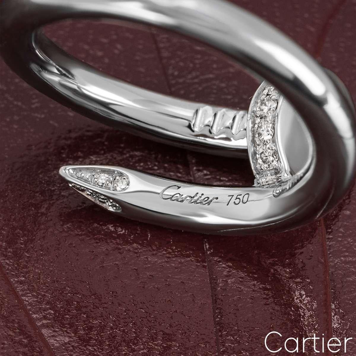 Round Cut Cartier White Gold Diamond Juste un Clou Ring Size 52 B4092700