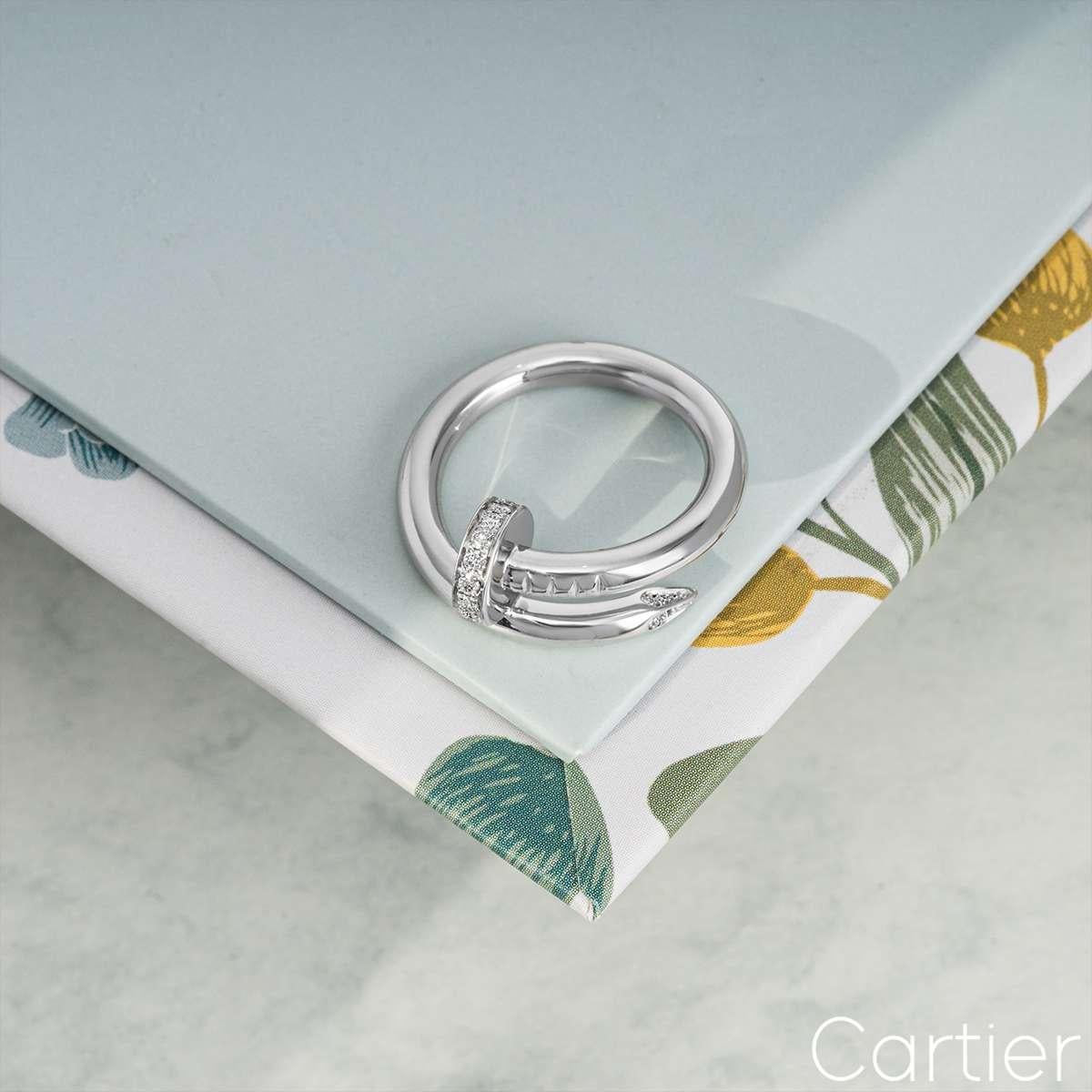 Cartier White Gold Diamond Juste un Clou Ring Size 52 B4092700 In Excellent Condition In London, GB
