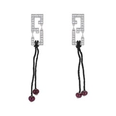 Cartier White Gold Diamond Le Basier Du Dragon Earrings with Ruby beads
