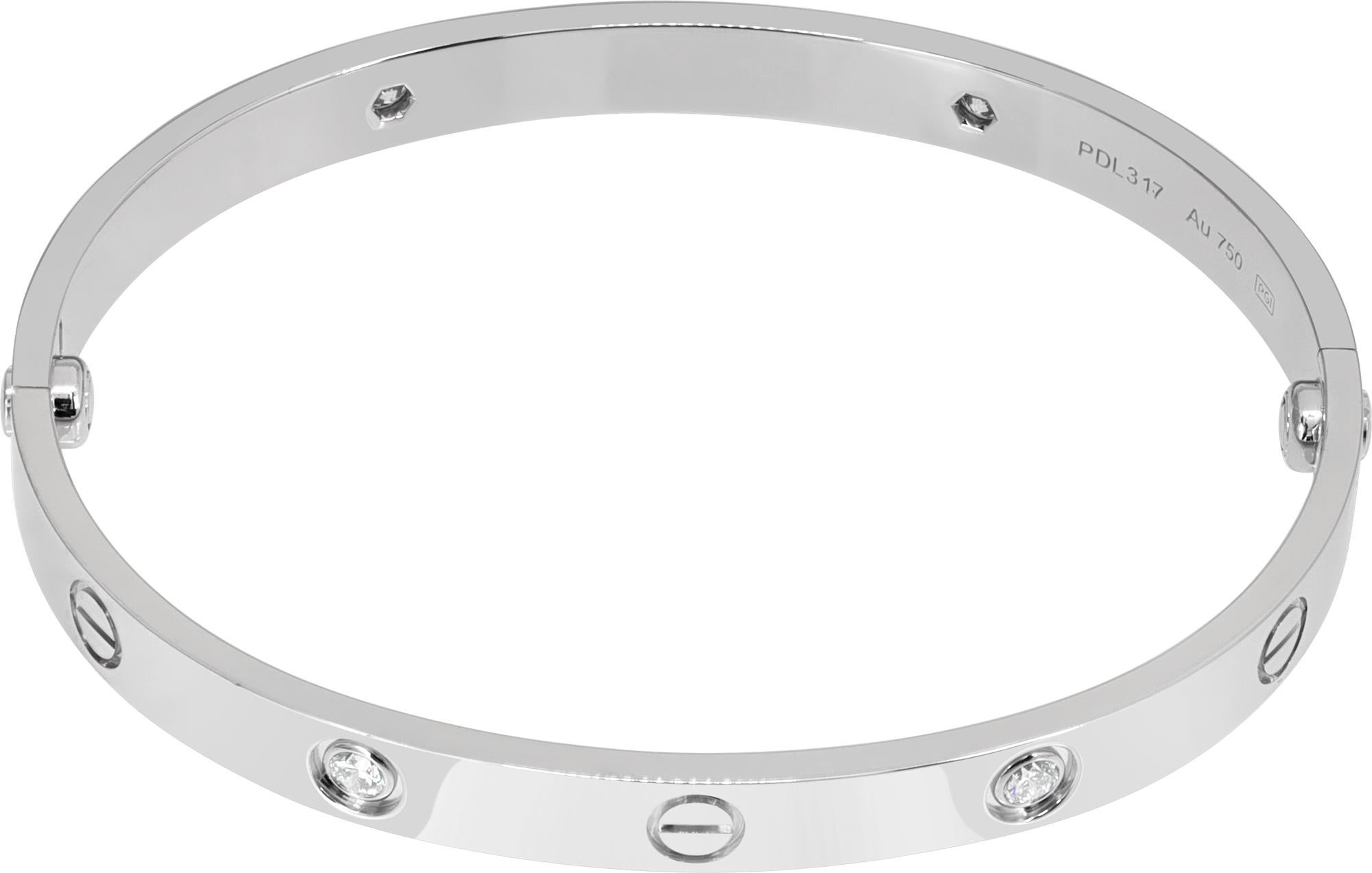 Cartier White Gold Diamond Love Bracelet In Excellent Condition For Sale In Surfside, FL