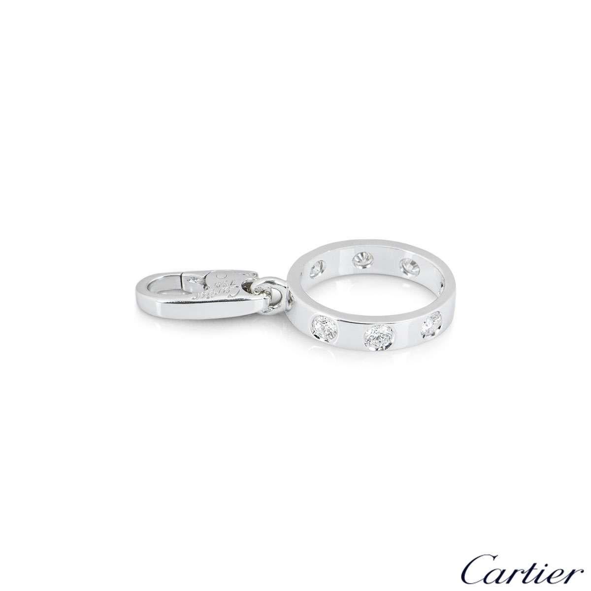 Round Cut Cartier White Gold Diamond Love Charm .30 Carat