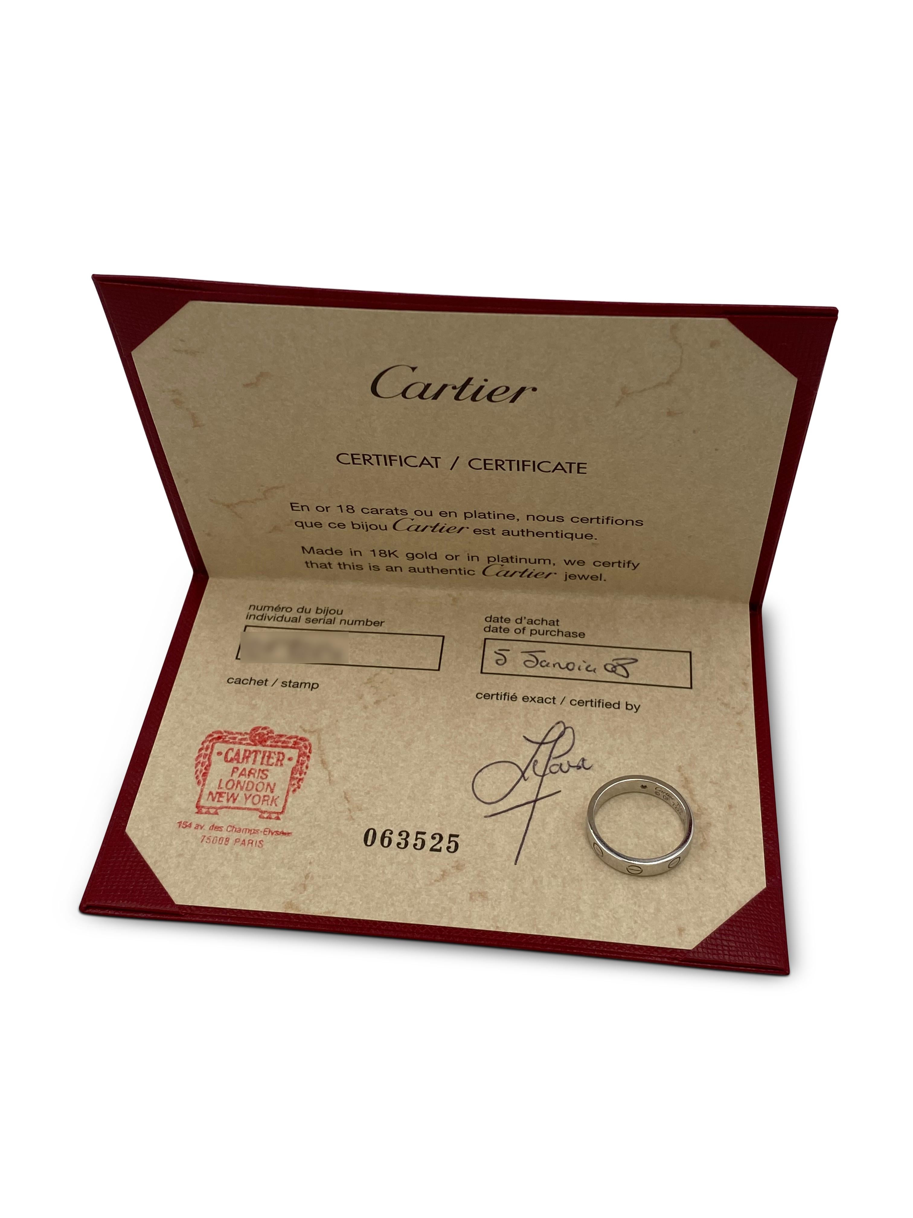 Round Cut Cartier White Gold Single Diamond Love Ring
