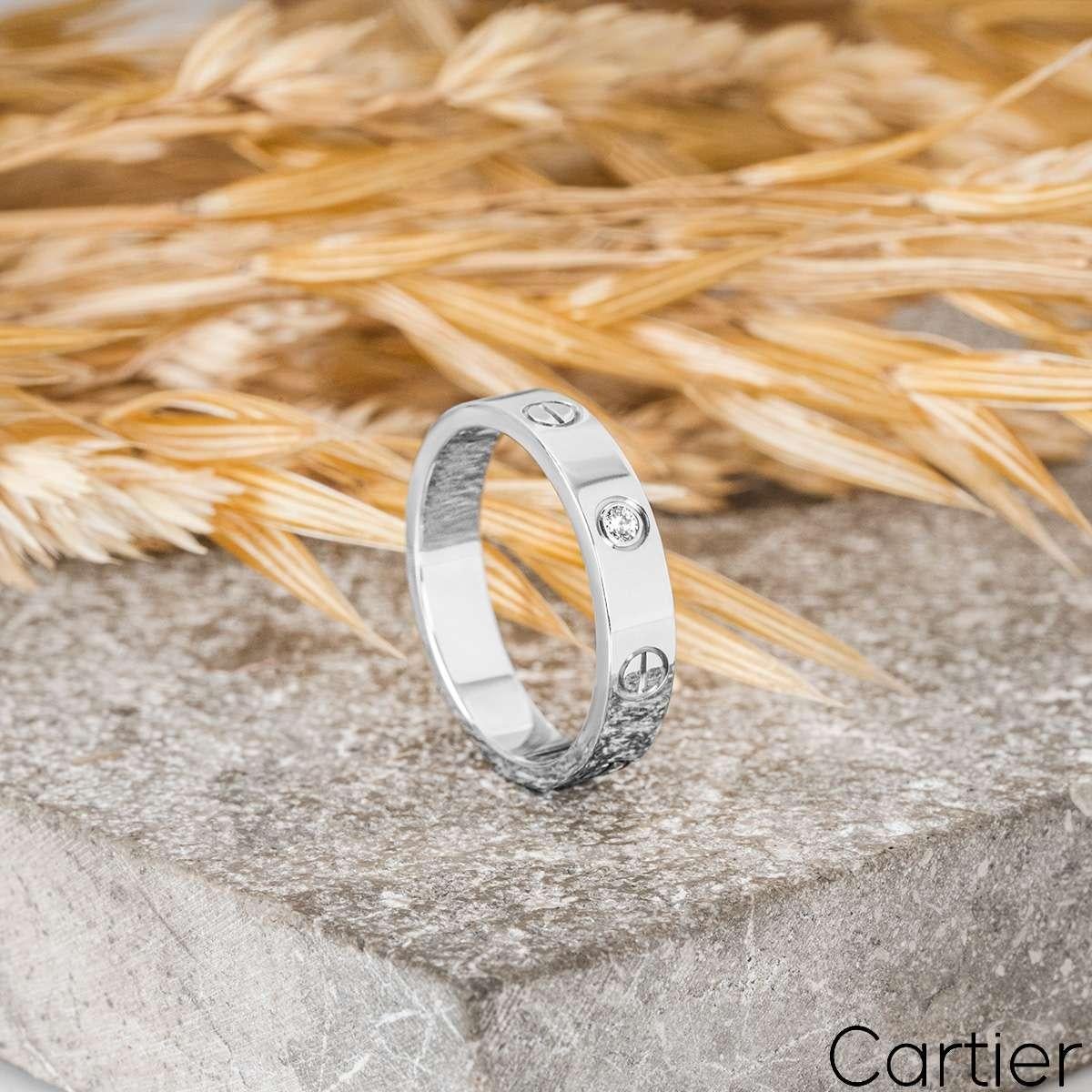 Cartier White Gold Diamond Love Wedding Band Size 48 B4050500 In Excellent Condition For Sale In London, GB