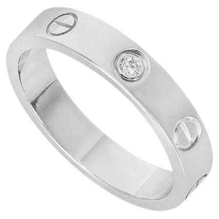 Cartier White Gold Diamond Love Wedding Band Size 48 B4050500 For Sale