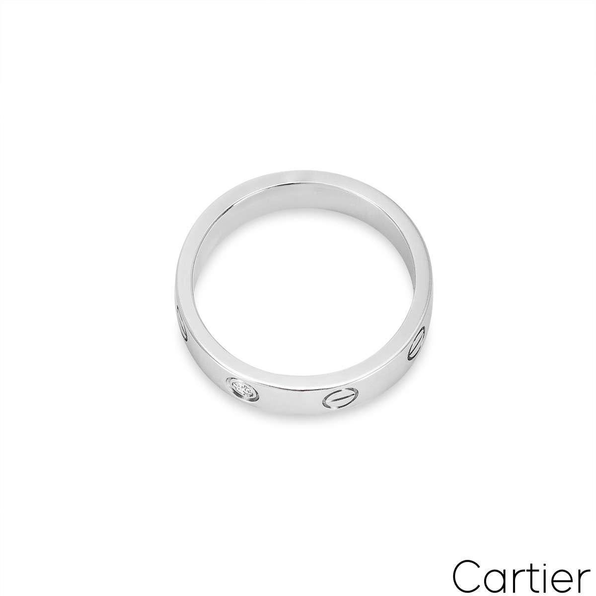 Round Cut Cartier White Gold Diamond Love Wedding Band Size 50 B4050500 For Sale