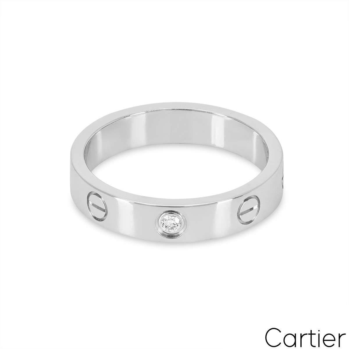 Cartier White Gold Diamond Love Wedding Band Size 53 B4050500 In Excellent Condition For Sale In London, GB