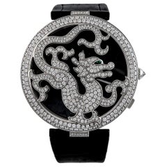 Cartier Diamond White Gold Ltd Ed Pasha De Cartier Skeleton Dragon Wristwatch