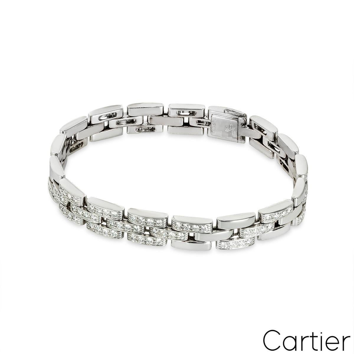 Round Cut Cartier White Gold Diamond Maillon Panthere Bracelet N6025200 For Sale