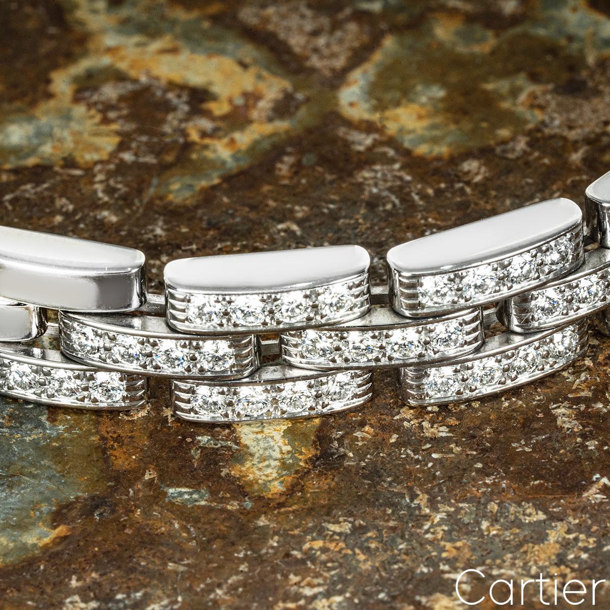 Cartier Bracelet panthère maillon en or blanc et diamants N6025200 en vente 1