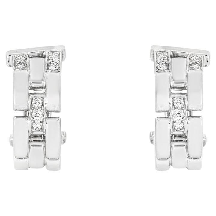 Cartier White Gold Diamond Maillon Panthere Earrings 0.20ct TDW