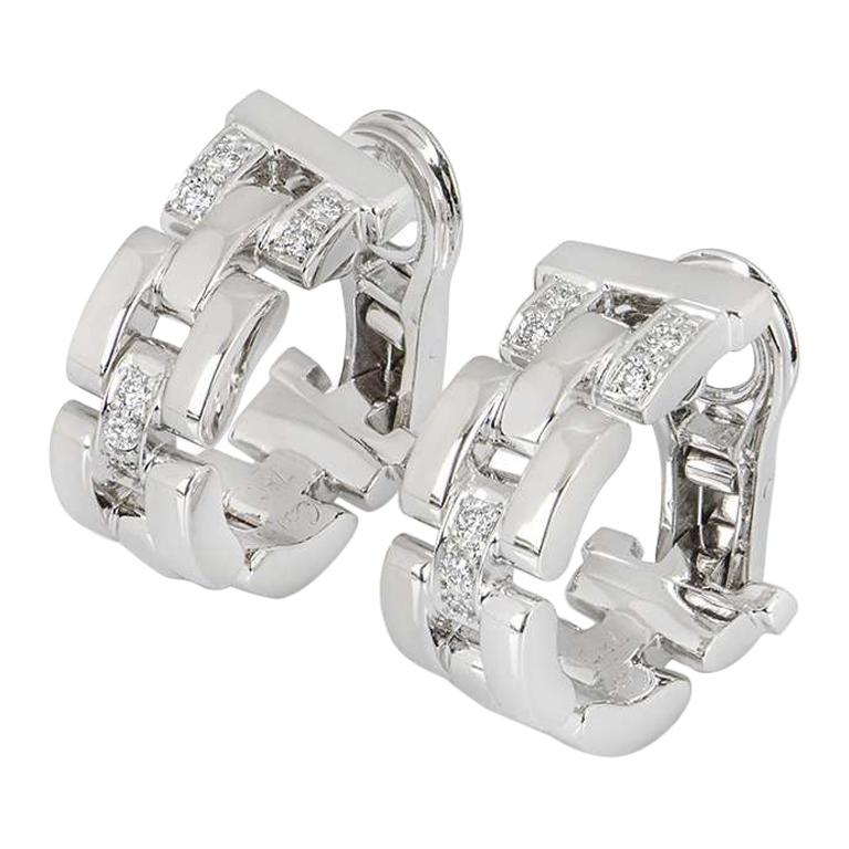 Cartier White Gold Diamond Maillon Panthere Earrings