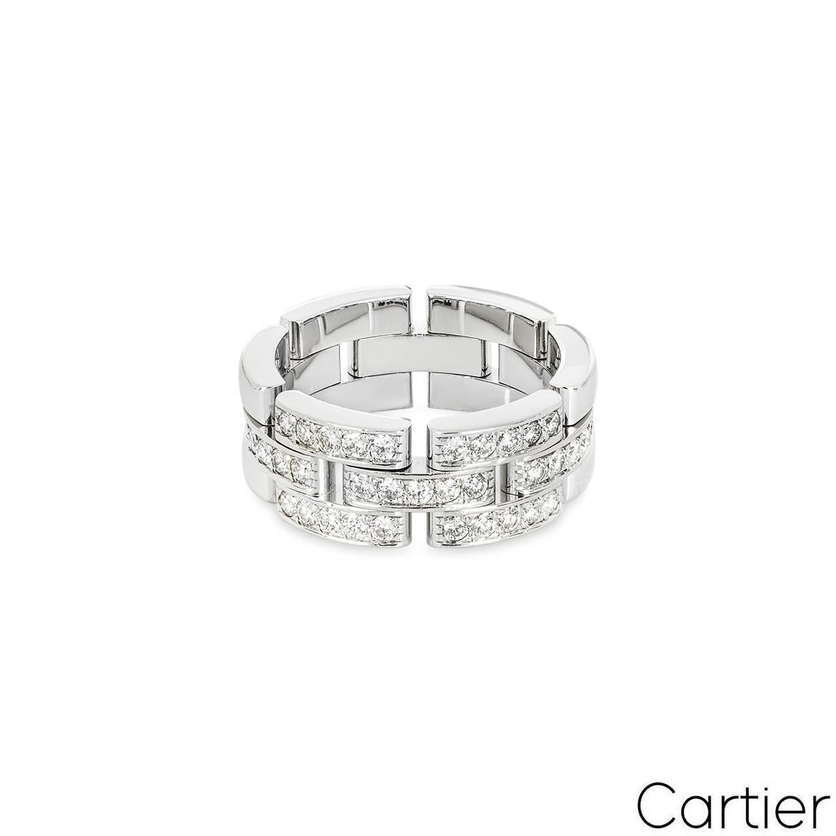 Brilliant Cut Cartier White Gold Diamond Maillon Panthere Ring Size 55 B4127200 For Sale