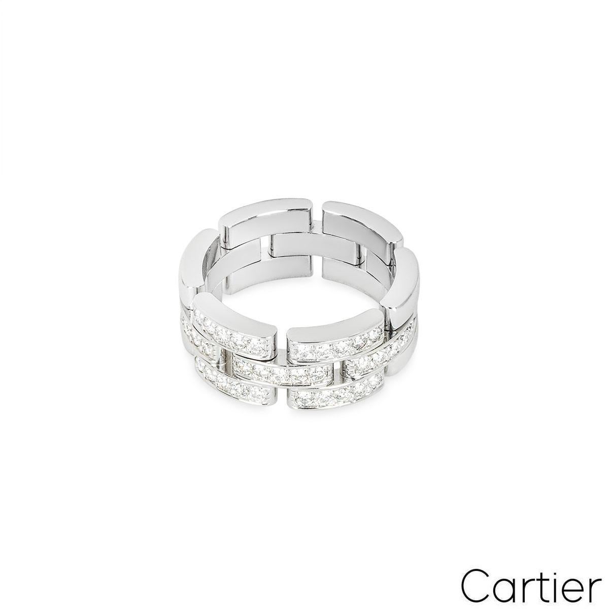 Cartier White Gold Diamond Maillon Panthere Ring Size 55 B4127200 In Excellent Condition For Sale In London, GB