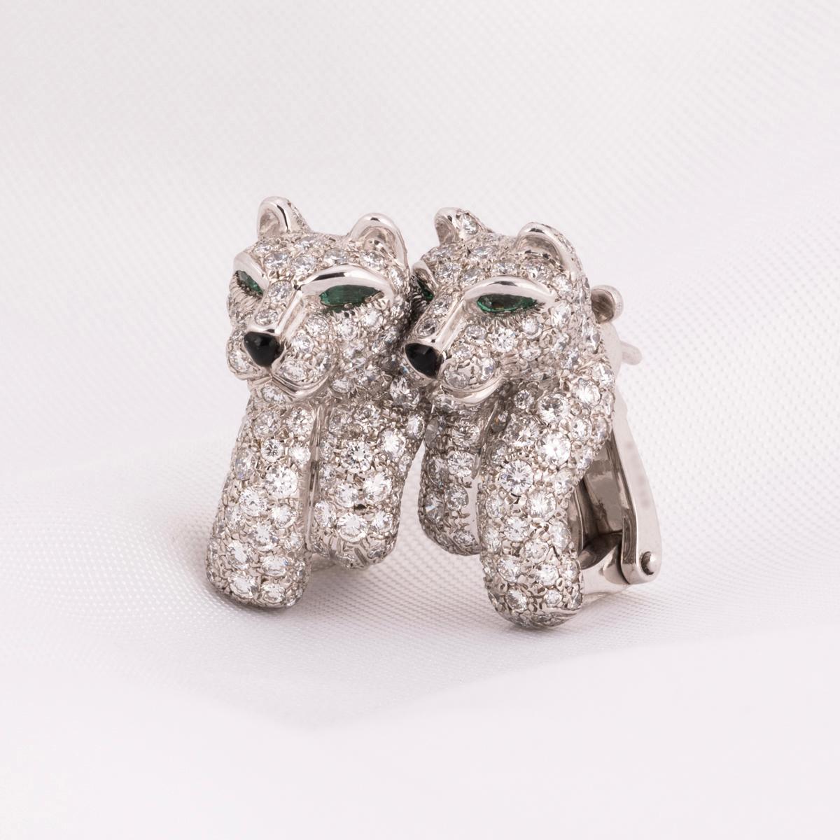 Orecchini Panthere De Cartier in oro bianco con diamanti 2,70ct TDW In condizioni ottime in vendita a London, GB