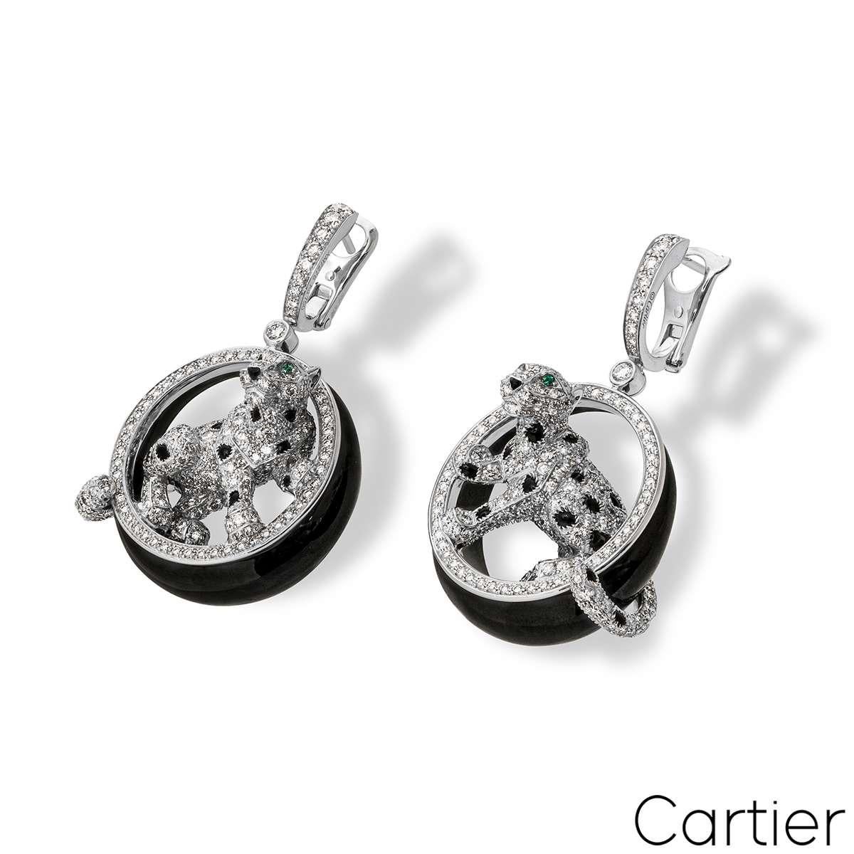 Round Cut Cartier White Gold Diamond Panthère De Cartier Earrings N8503700
