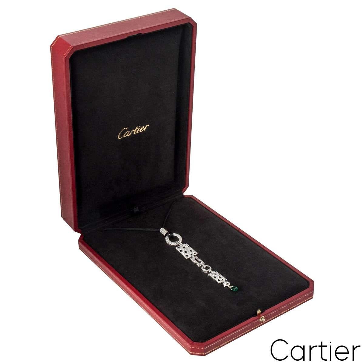 Brilliant Cut Cartier White Gold Diamond Panthere Necklace N3014700 For Sale