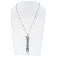 Cartier White Gold Diamond Panthere with Tassels on a Signature Chain Necklace