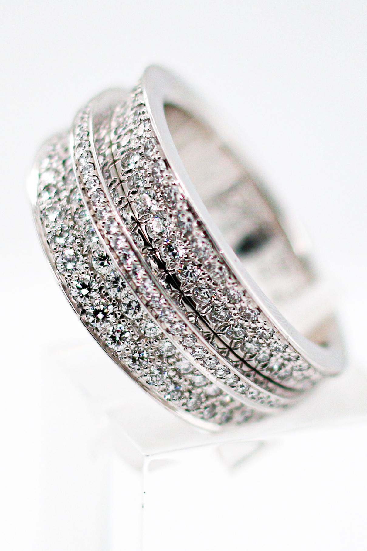 Modern Cartier White Gold Diamond Pave Ring For Sale