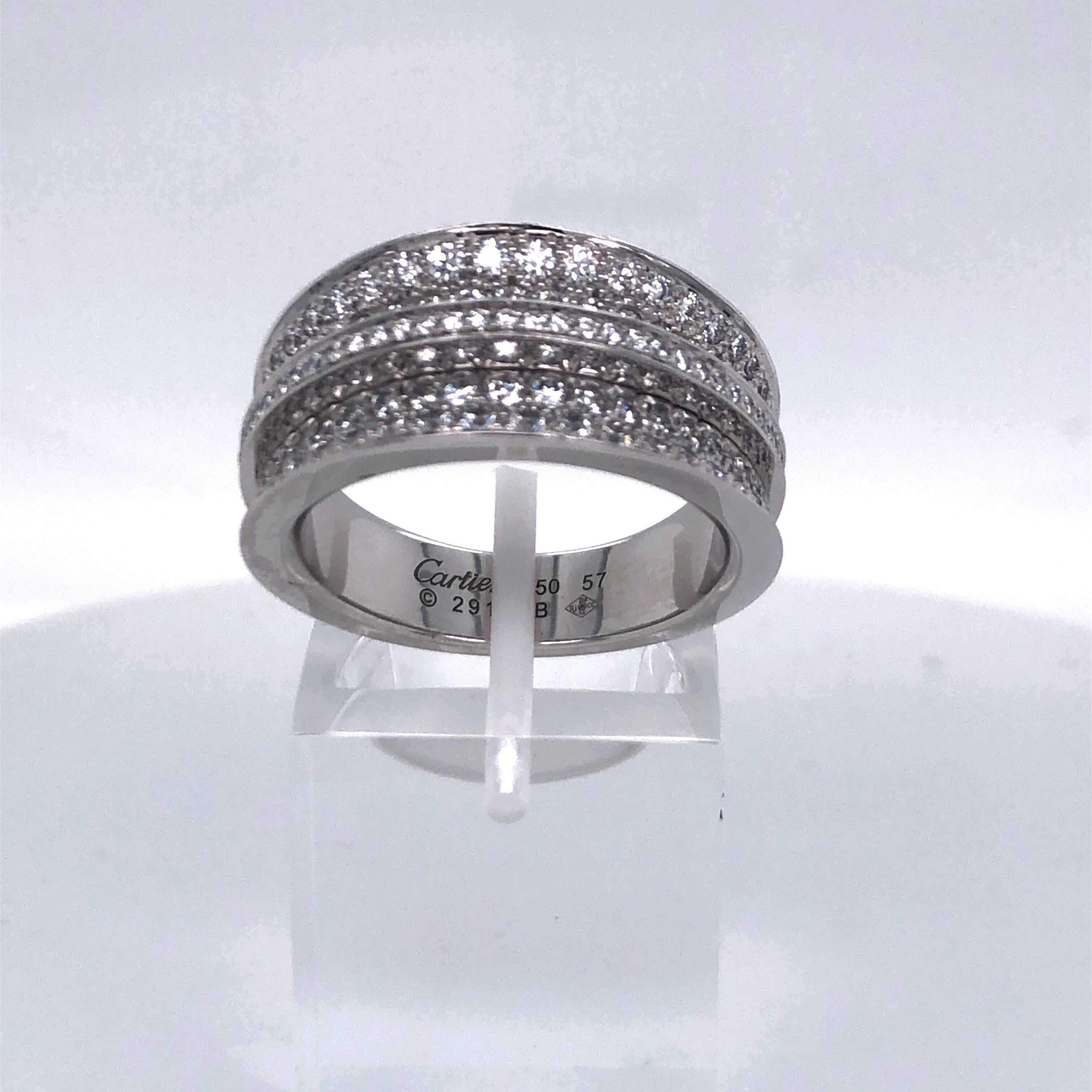 Cartier White Gold Diamond Pave Ring For Sale 2