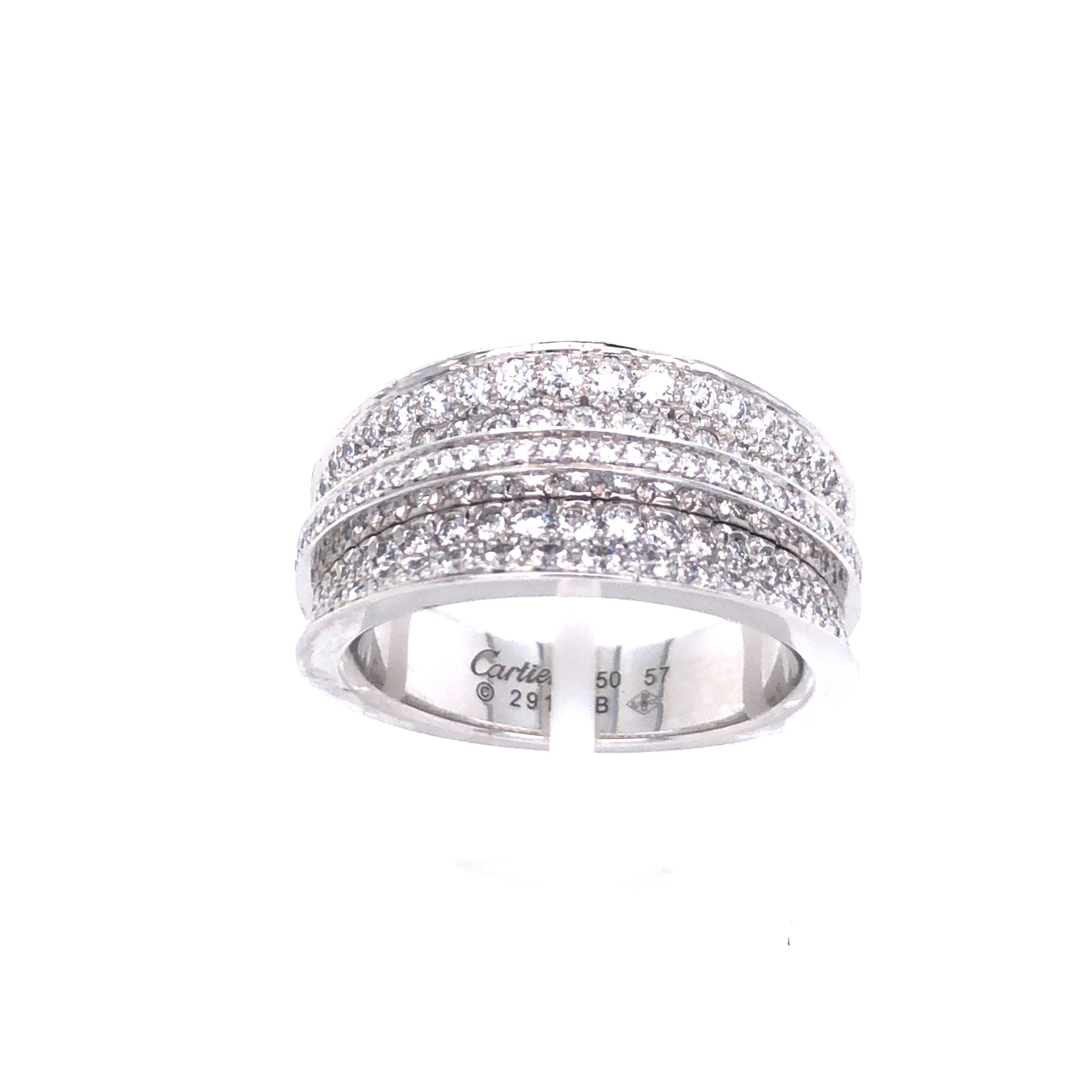 Cartier White Gold Diamond Pave Ring For Sale 4