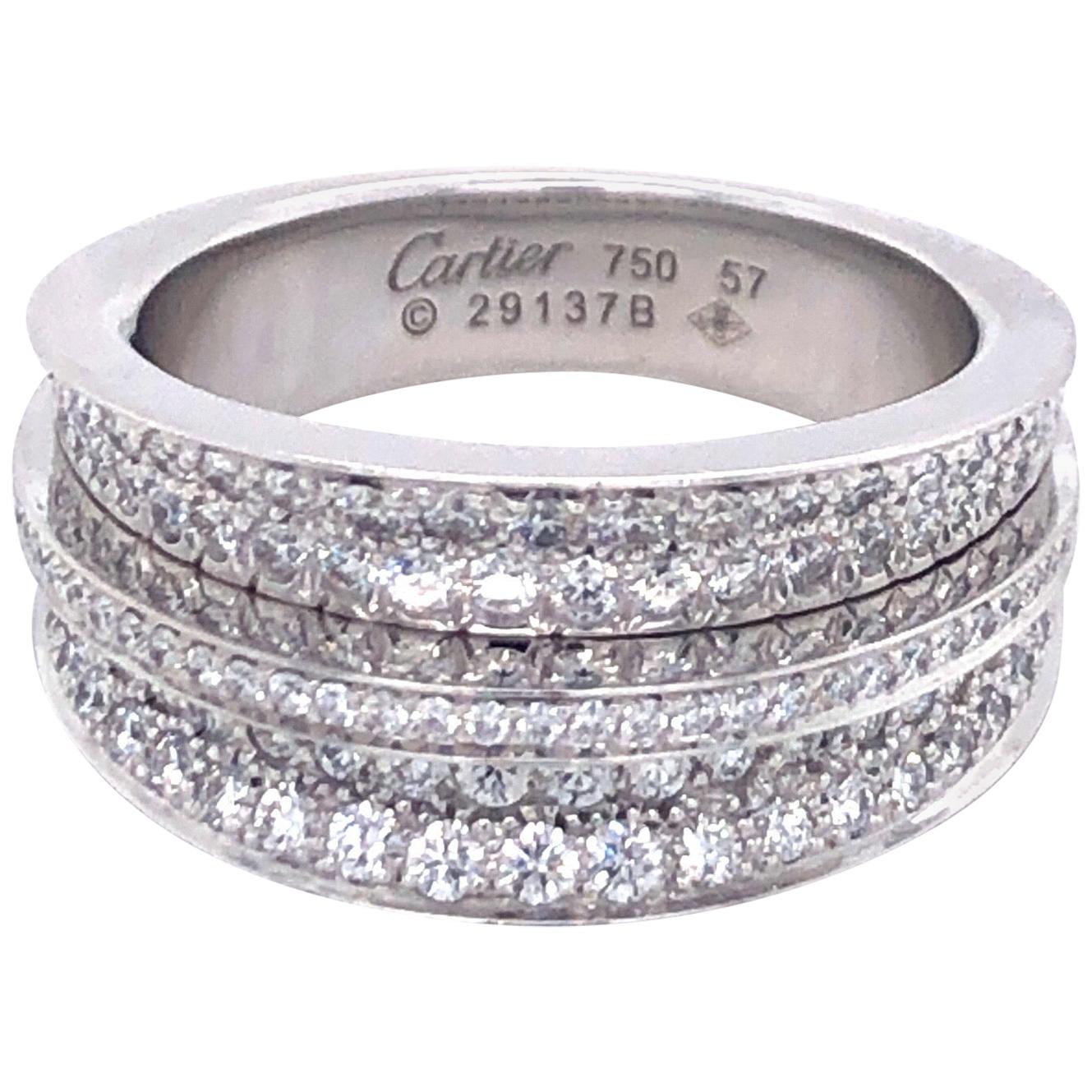 Cartier White Gold Diamond Pave Ring For Sale