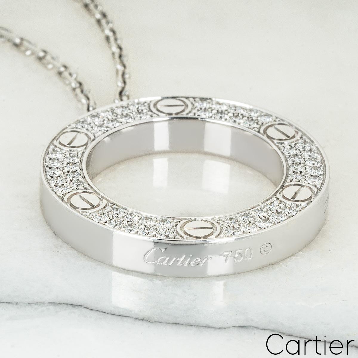 Cartier Weißgold Diamant gepflastert Liebe Halskette B7058000 im Angebot 1