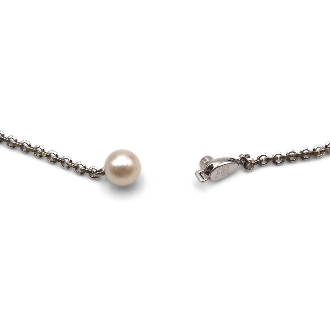 Cartier White Gold Diamond Pearl Necklace In Excellent Condition In New York, NY