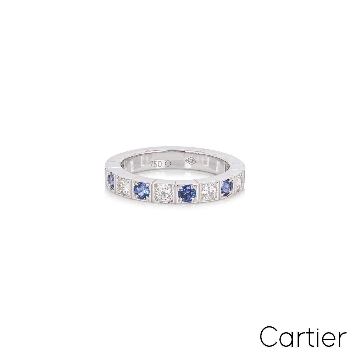 Cartier Lanieres Ring aus Weißgold mit Diamanten und Saphiren im Zustand „Hervorragend“ im Angebot in London, GB