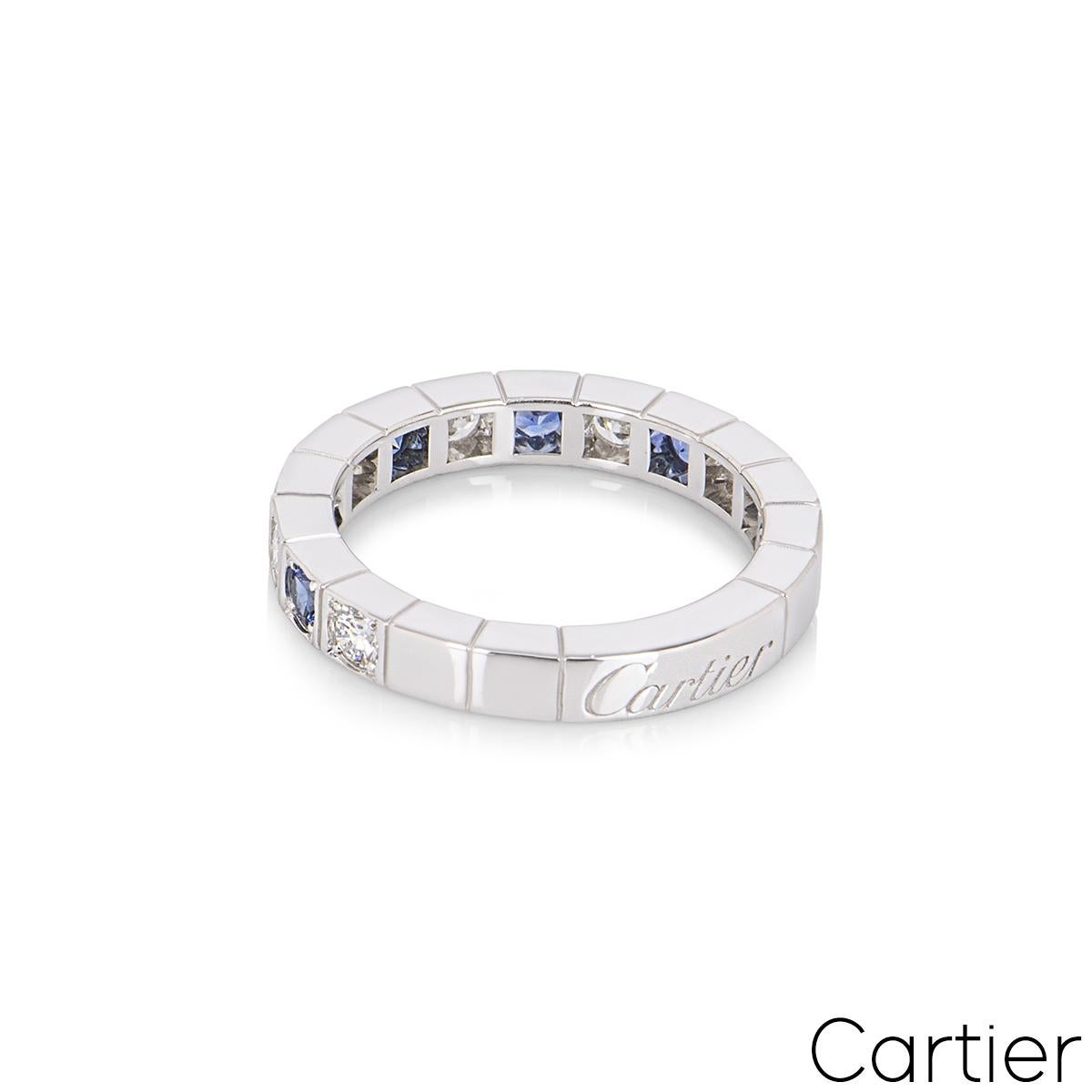 Cartier Lanieres Ring aus Weißgold mit Diamanten und Saphiren Damen im Angebot
