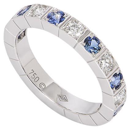 Cartier White Gold Diamond & Sapphire Lanieres Ring For Sale