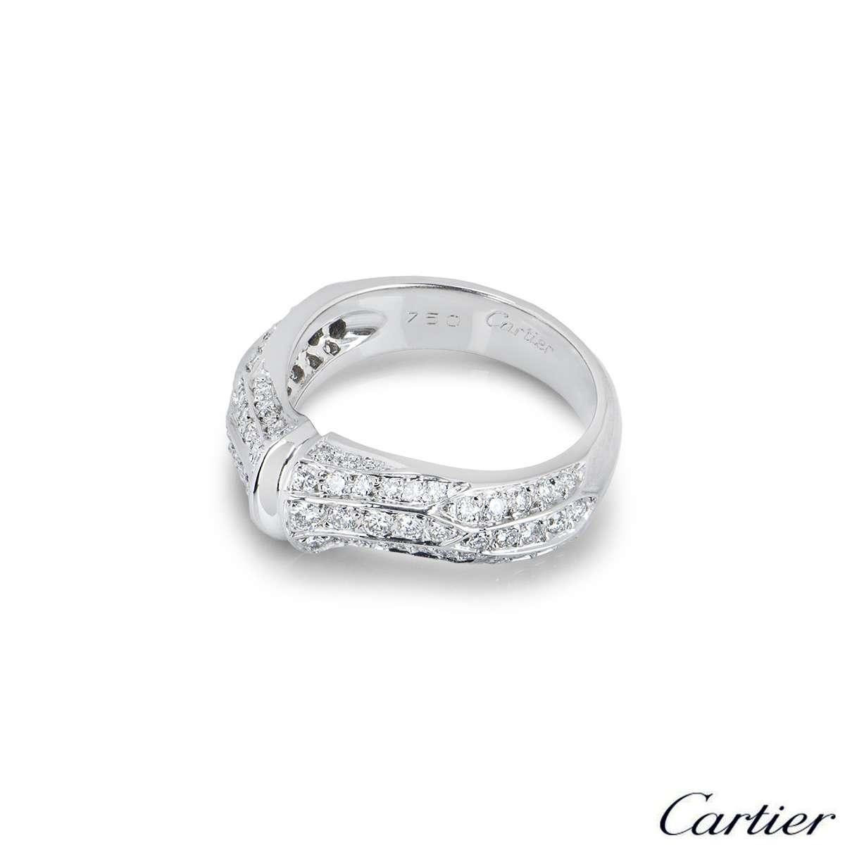 Cartier White Gold Diamond Set Bamboo Ring In Excellent Condition In London, GB