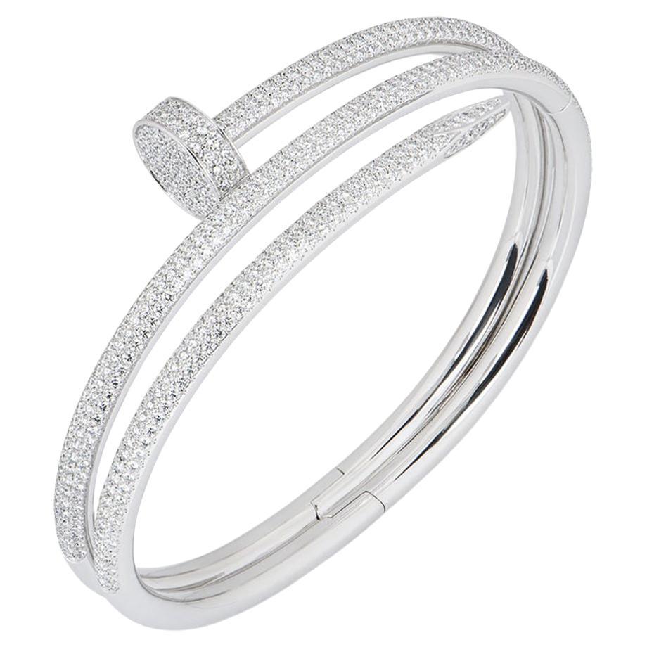 Cartier White Gold Diamond Set Juste Un Clou Bracelet N6708719 Size 19 For Sale