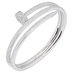 Antique Cartier White Gold Diamond Set Juste Un Clou Bracelet N6708719 Size 19