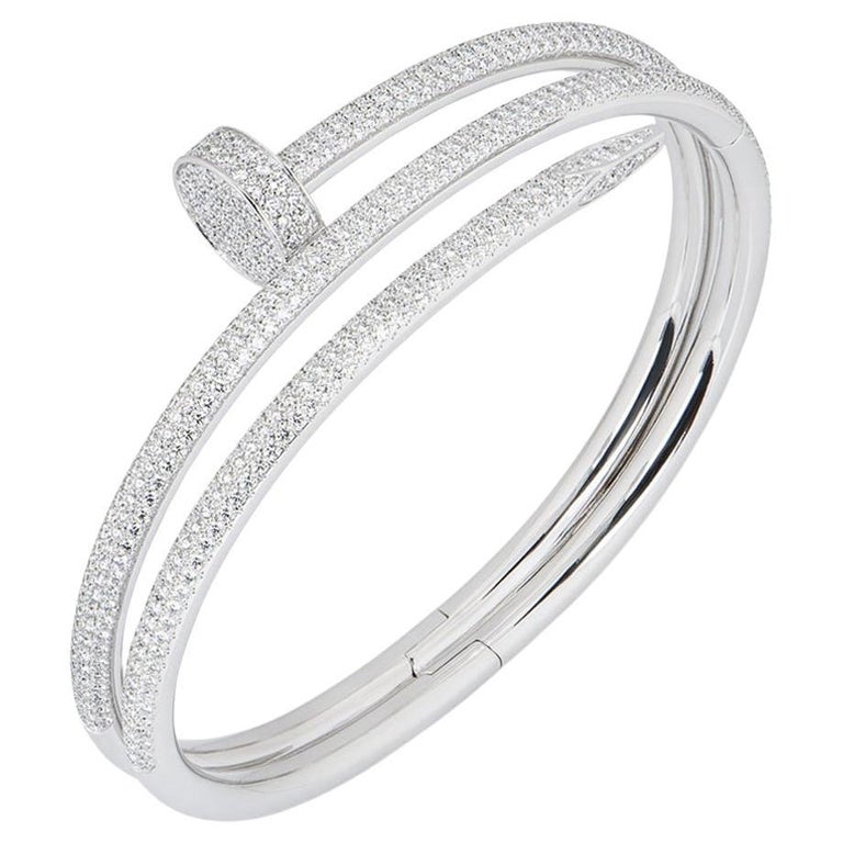 Cartier White Gold Diamond Set Juste Un Clou Bracelet N6708719 Size 19 For  Sale at 1stDibs