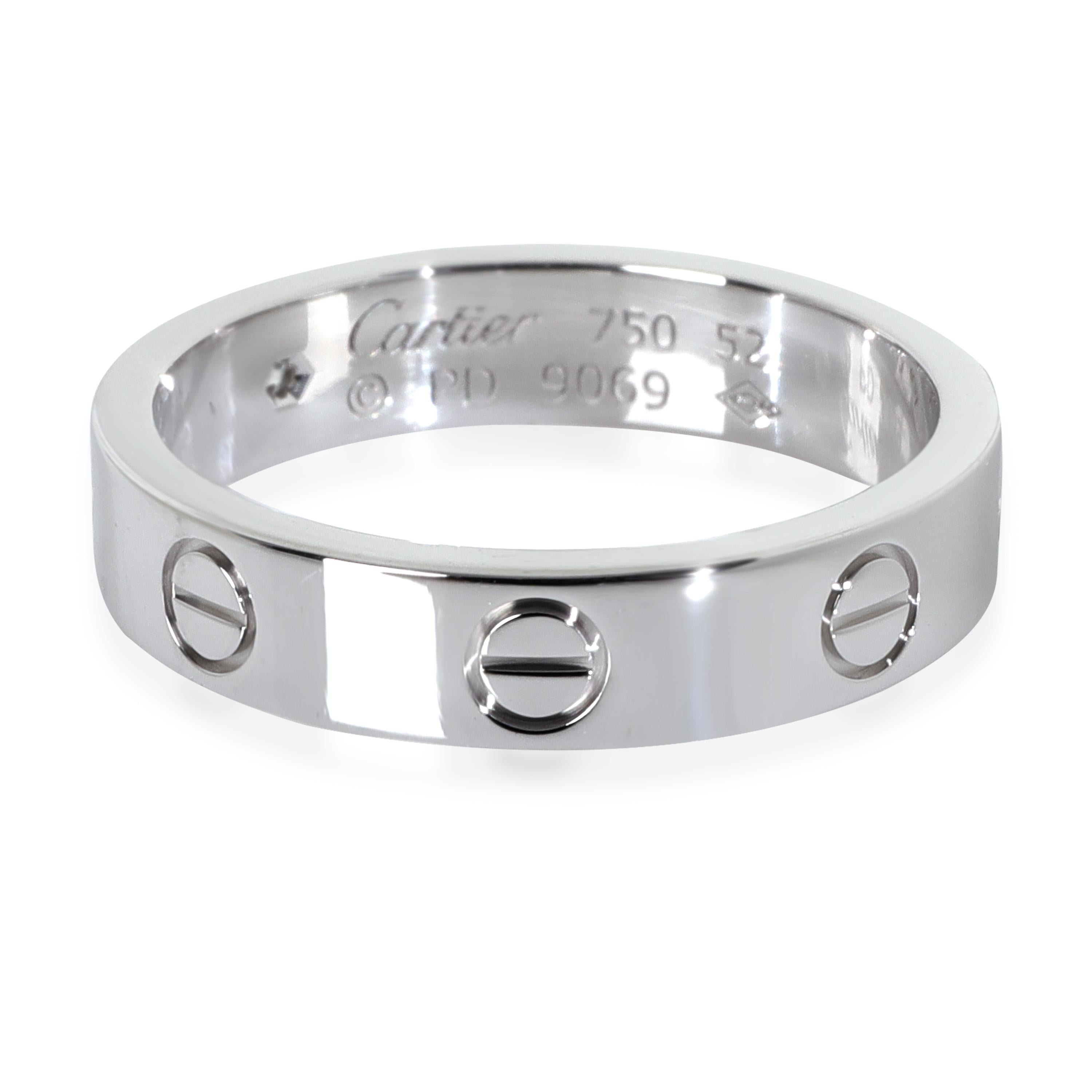 Cartier White Gold Diamond Small Model Love Ring Ring

PRIMARY DETAILS
SKU: 146525
Listing Title: Cartier White Gold Diamond Small Model Love Ring Ring
Condition Description: Cartier's Love collection is the epitome of iconic, from the recognizable