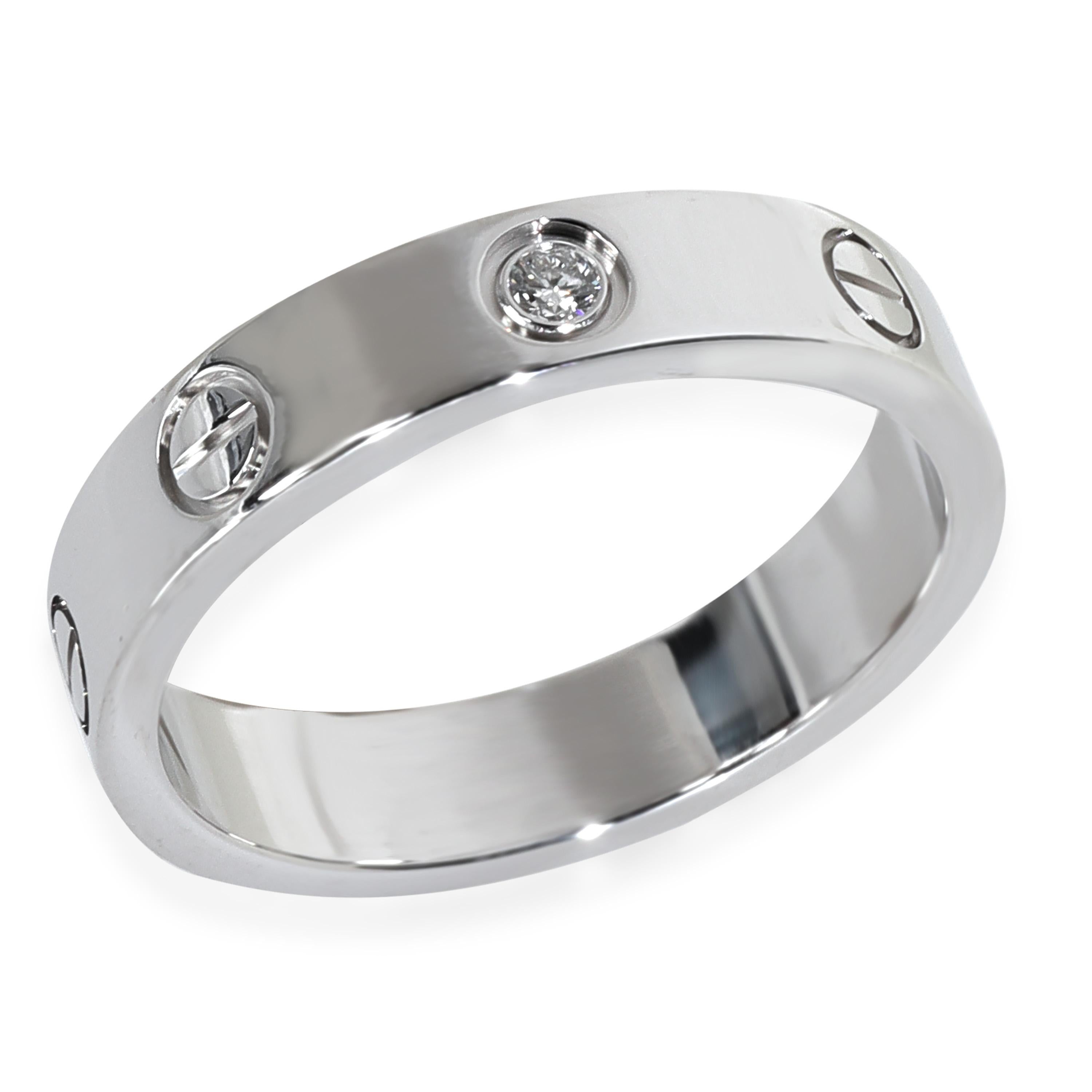 Cartier White Gold Diamond Small Model Love Ring In Excellent Condition For Sale In New York, NY
