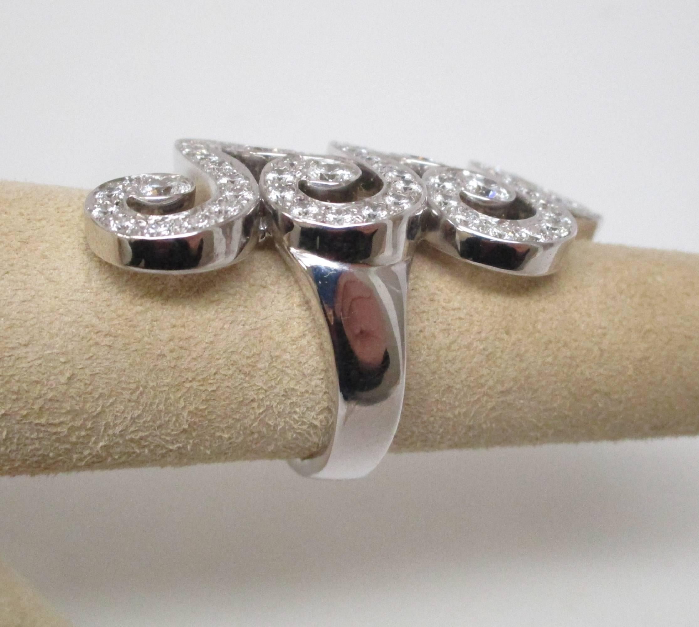 Contemporary Cartier White Gold Diamond Swirl Ring