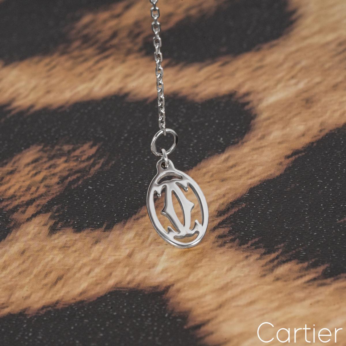 Round Cut Cartier White Gold Diamond Cross Symbols Necklace B7221700