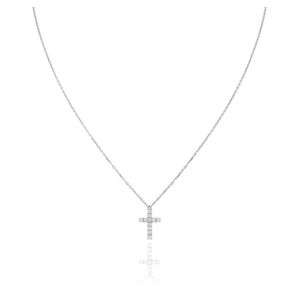 Cartier White Gold Diamond Cross Symbols Necklace B7221700