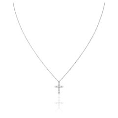 Cartier White Gold Diamond Cross Symbols Necklace B7221700